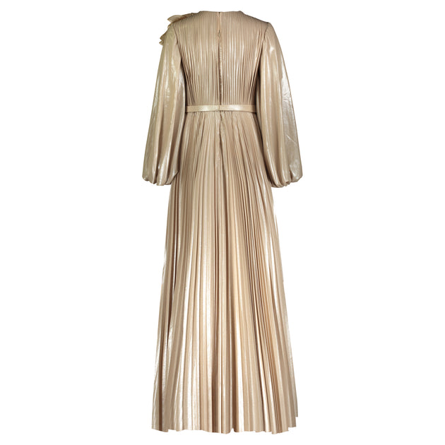 GN  Gold foil pleated gown  Powder Couture