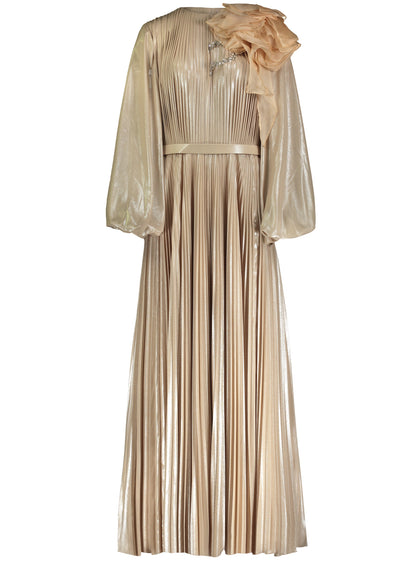 GN • Gold foil pleated gown