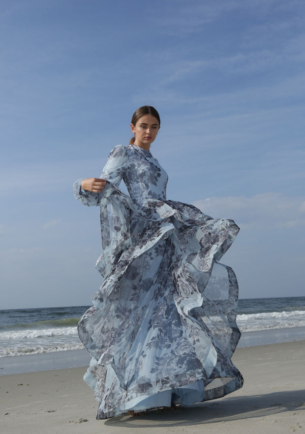 Gabrielle • Printed tulle horsehair gown