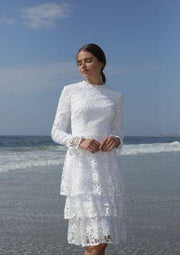 Gabrielle • Guipure tiered white dress