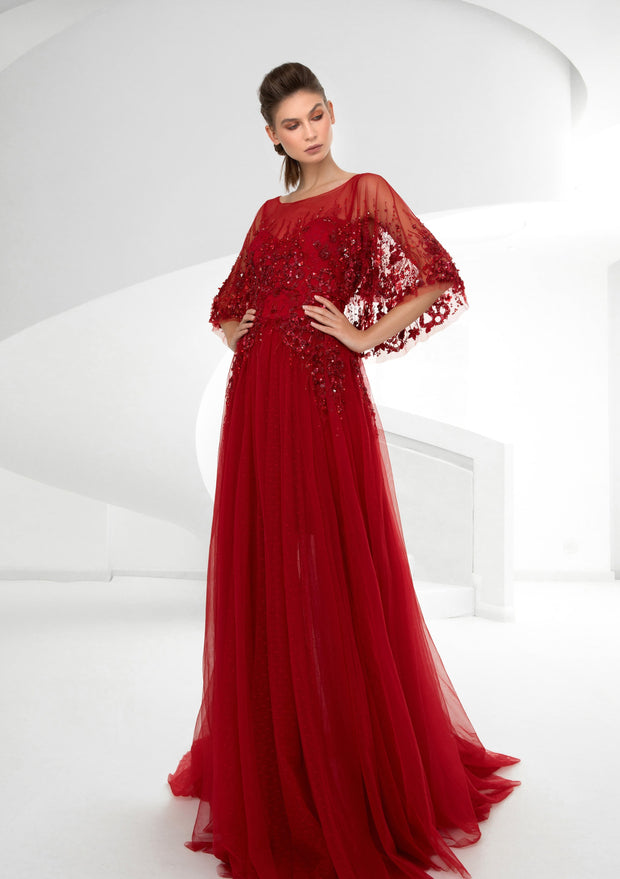 SK Classic Gown with Cape Sleeves