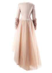 SK • Pleated Overskirt Beaded Gown