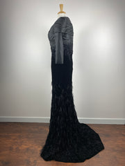 GN • Feathers and Velour sequins gown