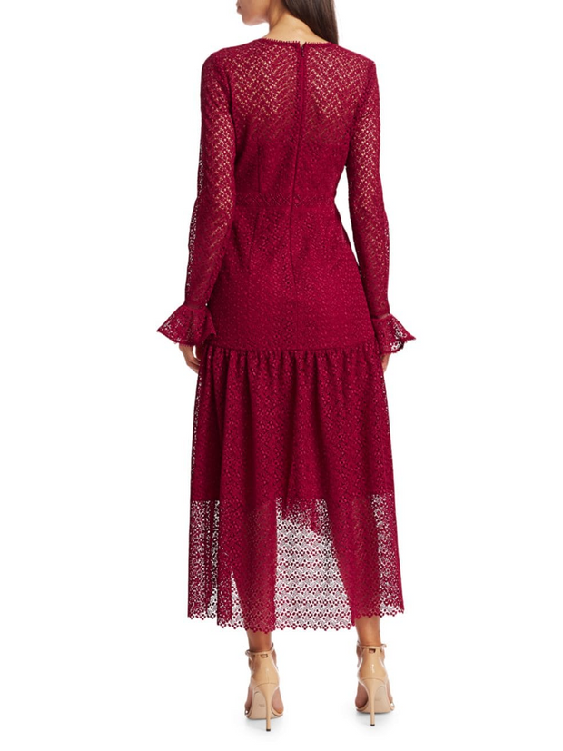 ML Lace Long Sleeve Cranberry Midi Dress Powder Couture ML Lace Long Sleeve Cranberry Midi Dress Powder Couture